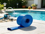 2" x 105' PVC Lay Flat Discharge Hose, Weather & Burst Resistant, Blue, for Pool & Water Transfer 17250838