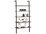 Industrial Wall Mounted Bookcase 5-Tier Open Ladder Shelf Bookshelf with Metal Frame, 23.6" L x 18960257