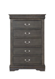 ZNTS Dark Grey 5-Drawer Chest with Metal Handles B062P209040