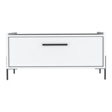 Shan 15"High Minimalistic Coffe Table with Pull Down Cabinet and Open Shelf White B200P253722