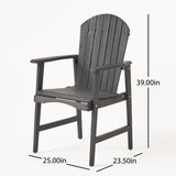 Outdoor Weather Resistant Acacia Wood Adirondack Dining Chairs , Dark Gray Finish 64844.00DGRY