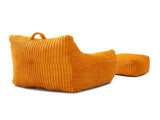 Giant Plush Bean Bag Chair for Adults with Armrests and Footstool -- Comfy Yellow Beanbag Chaise W1117P309392