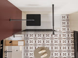 34.in W x 72.in H Shower Door Fixed, 1/4 inch Thick Black Gradient Tempered Glass Shower Door with W3048P353735
