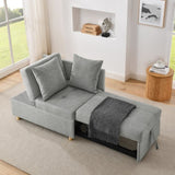 Convertible Sleeper Sofa Chair Adjustable Backrest Recliner with Pullout Sofa Bed with Wheels, W1413P227515