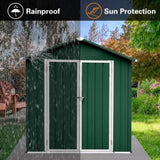 ZNTS Outdoor storage sheds 4FTx6FT Apex roof Green+White W1350112697