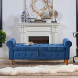 62" Bedroom Tufted Button Storage Bench, Modern Fabric Upholstered Ottoman, Window Bench, Rolled Arm W1853112514