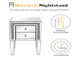 () 2-Drawer MDF Bedside Table with Mirror Finish 16.2*13*24.8in Silver 57490002