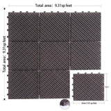 Patio Interlocking Deck Tiles, 12"x12" Square Composite Decking Tiles, Four Slat Plastic Outdoor W1859P224300