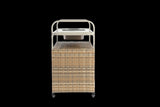 Outdoor Bar Table, Wicker Bar Cart with Cabinet, Patio Serving Cart with steel Top, with one ice W640P253278