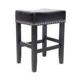 26" Backless Leather Counter Stools, 2-Pcs Set, Black 74493.00