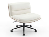 White Armless Office Chair , Curved Backrest & Wide Seat, 360&deg Swivel & Rocking Function 49770662