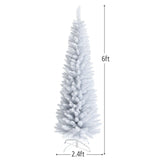 6 Feet White Artificial Christmas Pencil Tree with Folding Metal Stand 40601858