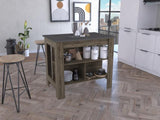 Cala Kitchen Island, Four Legs, Three Shelves -Dark Brown / Onyx B20092008