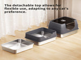 Galaxy stainless steel beige cat litter box, sturdy and durable, easy clean, odorless, non stick 42312819