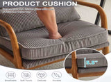 Low Arm Accent Chair - Light Gray Corduroy Upholstered Indoor Lounge Chair, Compact Single Seater 44914714