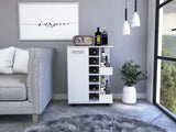 Bar Cart, Two External Shelves, Four Casters, Six Built-in Wine Rack, Single Door Cabinet -White B20091830