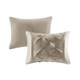 7 Piece Tufted Comforter Set Taupe King B03596864