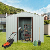 8ft x 4ft Outdoor Metal Storage Shed with metal foundation White W54071038