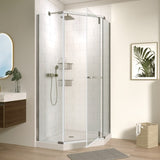Pivot shower door, with 1/4" tempered glass , 34.75 in. x 72 in. Frameless Neo-Angle Pivot Shower W2122131072