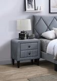 ZNTS Grey Color Velvet Gorgeous 1pc Nightstand Bedside Table 2x Drawers Bedroom Furniture Sleek Design B011P190167