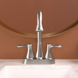 4 Inch 2 Handle Centerset Bathroom Faucet,with Pop up Drain and 2 Water Supply Lines,Brushed Nickel W124379894