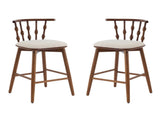 Doria Indoor Wooden Barstool, Walnut Finish With Beige Upholstery, Set of 2 N775P299416W