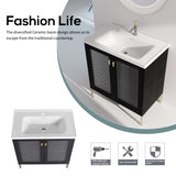 32Inch Freestanding Bathroom Vanity Plywood With Ceramic Sink, Soft Closing Door W999139424