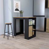 FM FURNITURE Arial Kitchen island in melamine with a door and open storage, black/natural oak B128P217896