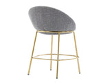 Celano Indoor Metal Upholstered Barstool, Gold-Plated Frame and Mixed Gray Upholstery, Set of 2 N775P268055G