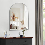 30x40 Inch Silver Metal Framed Arched Bathrrom Mirror for Wall. W2203P310337