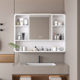 Aluminium Medicine Cabinet Mirror, 35 x 28 Inches Medicine Cabinet with 3 Colors LED Light and 11053490