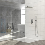 Dual Shower Head - 12 Inch Wall Mounted Square Shower System with Rough-in Valve, Brushed Nickel W124381738