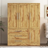 4 Door Wardrobe Armoire Closet with 3 Drawers, Natural 19066469