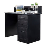 ZNTS 110*50*95cm Particleboard Paste Triamine Desktop Storage Layer Three Drawers Computer Desk Black 13565544