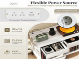 Record Player Storage Stand - Customizable Vinyl Compartments, Built-in Charging Station, Metal Legs 29585110