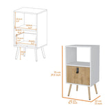 White and Macadamia Open Shelf Tall Nightstand B062P175195