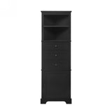 Black Triangle Tall Cabinet with 3 Drawers and Adjustable Shelves for Bathroom, Kitchen or Living N725P247409B