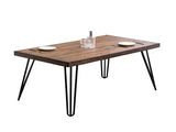 Aryven Industrial Metal Hairpin Design Dining Table, Rustic Dark Pine T2574P165175
