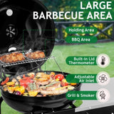 ZNTS Portable Charcoal Grill with Cart, BBQ Charcoal Grill with Porcelain-Enameled Lid & Slide Out Ash 02203572