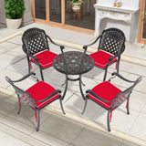 26.77-inch Cast Aluminum Patio Dining Table With Black Frame and Umbrella Hole W1710P220606