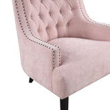 Modern Traditional Accent Chair Pink Chenille Upholstery Button-Tufted Solid Wood 1pc Living Room B011P182661