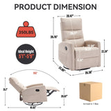 ZNTS Manual Recliner Chair with Rocker and Swivel in Fabric for Living Room, Beige W1803P252280