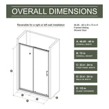 48.in W x 72.in H Single Sliding Shower Door, 1/5 inch Thick Clear Tempered Glass Shower Door with W3048P278319