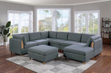 Living Room Furniture Ottoman Steel Color Dorris Fabric 1pc Cushion ottomans Wooden Legs Deco B01147403