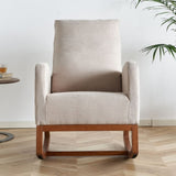 ZNTS 27.56'' Wide Linen Rocking Chair Accent Chair in Beige Color W57934386