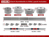 Adjustable Dumbbell Set Home Gym Cast Iron Barbell Sets with Carry Box 110lbs Office Bedroom Workout 91287581