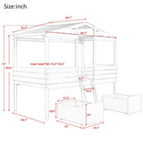 ZNTS Twin Size Low Loft Wood House Bed with Two Drawers, White WF296664AAK