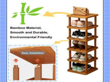6-Tier Stacked Shoe Rack Unit, Bamboo Square Shoes Organizer, Freestanding Storage Shelf 36606086