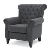 ZNTS Mirod Comfy Accent Chair with Tufted Backrest, Bedroom Single Seat Arm Chair with Wooden Legs, 36794.00FDGY