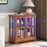 LED Curio Display Cabinet,Antique Display Cabinet with Adjustable Shelves,Retro Design Quality W2275P292660